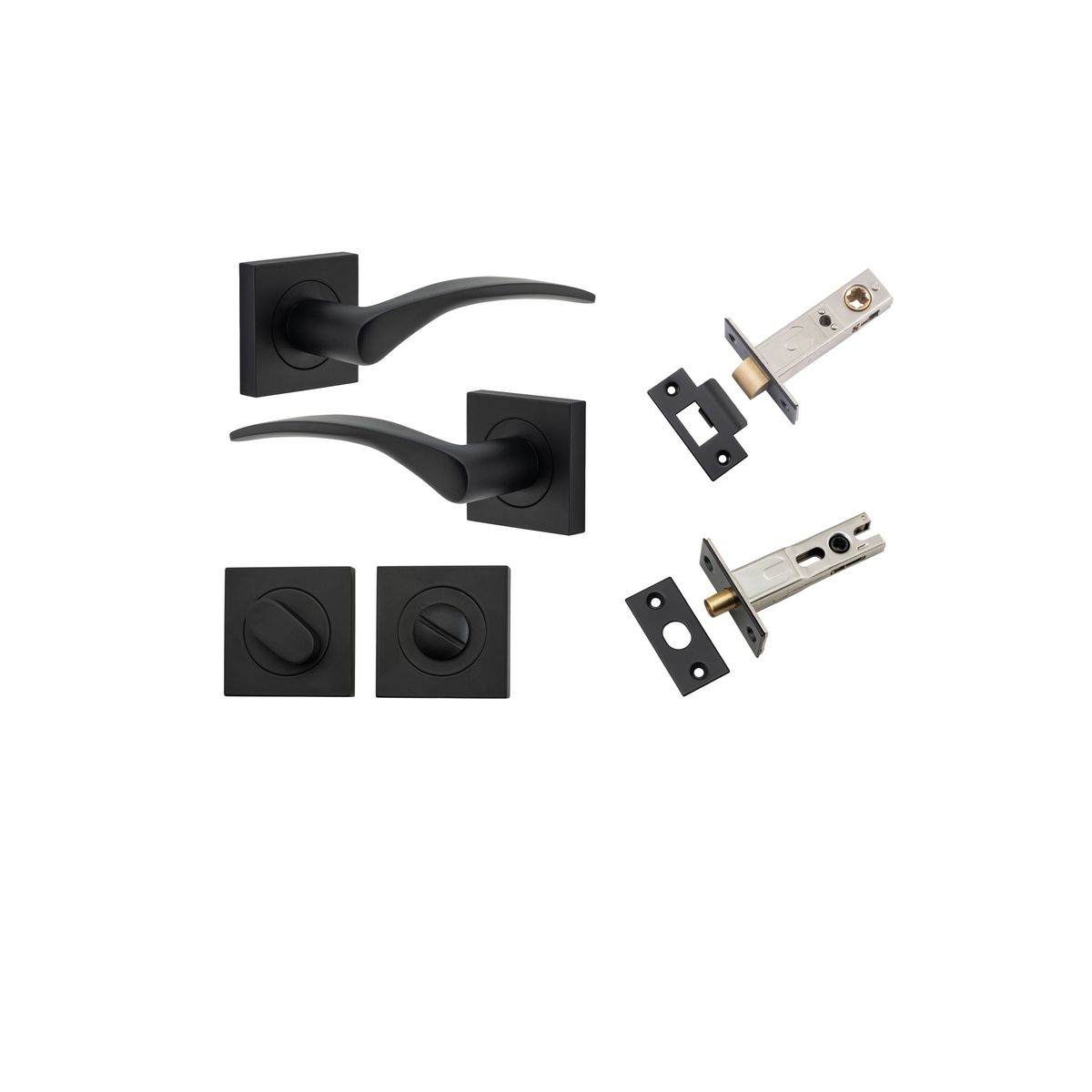 0283KPRIV60 - Oxford Lever - Square Rose Privacy Kit with Separate Privacy Turn - Matt Black - Privacy
