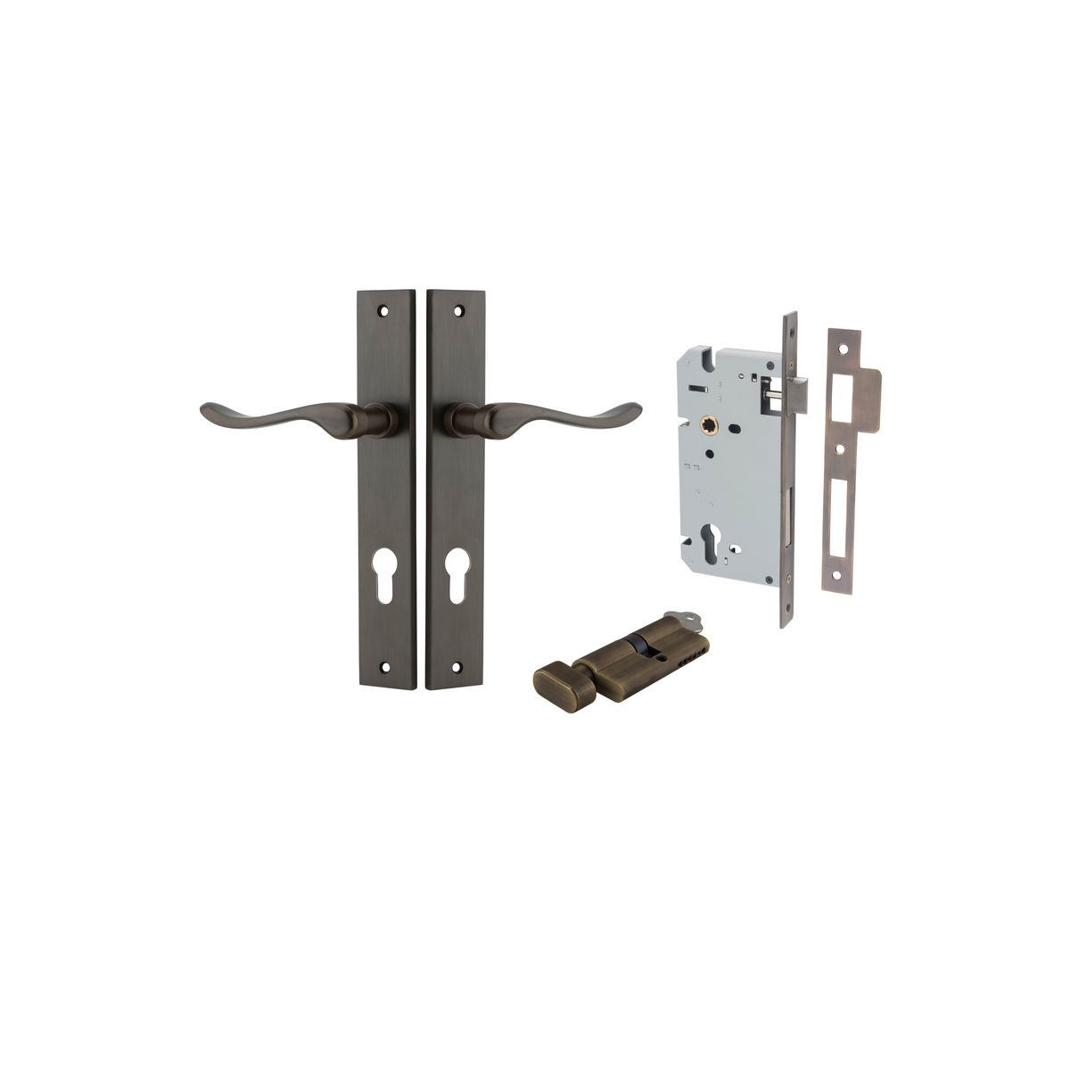 10920KENTR60KT - Stirling Lever - Rectangular Backplate Entrance Kit with High Security Lock - Signature Brass - Entrance