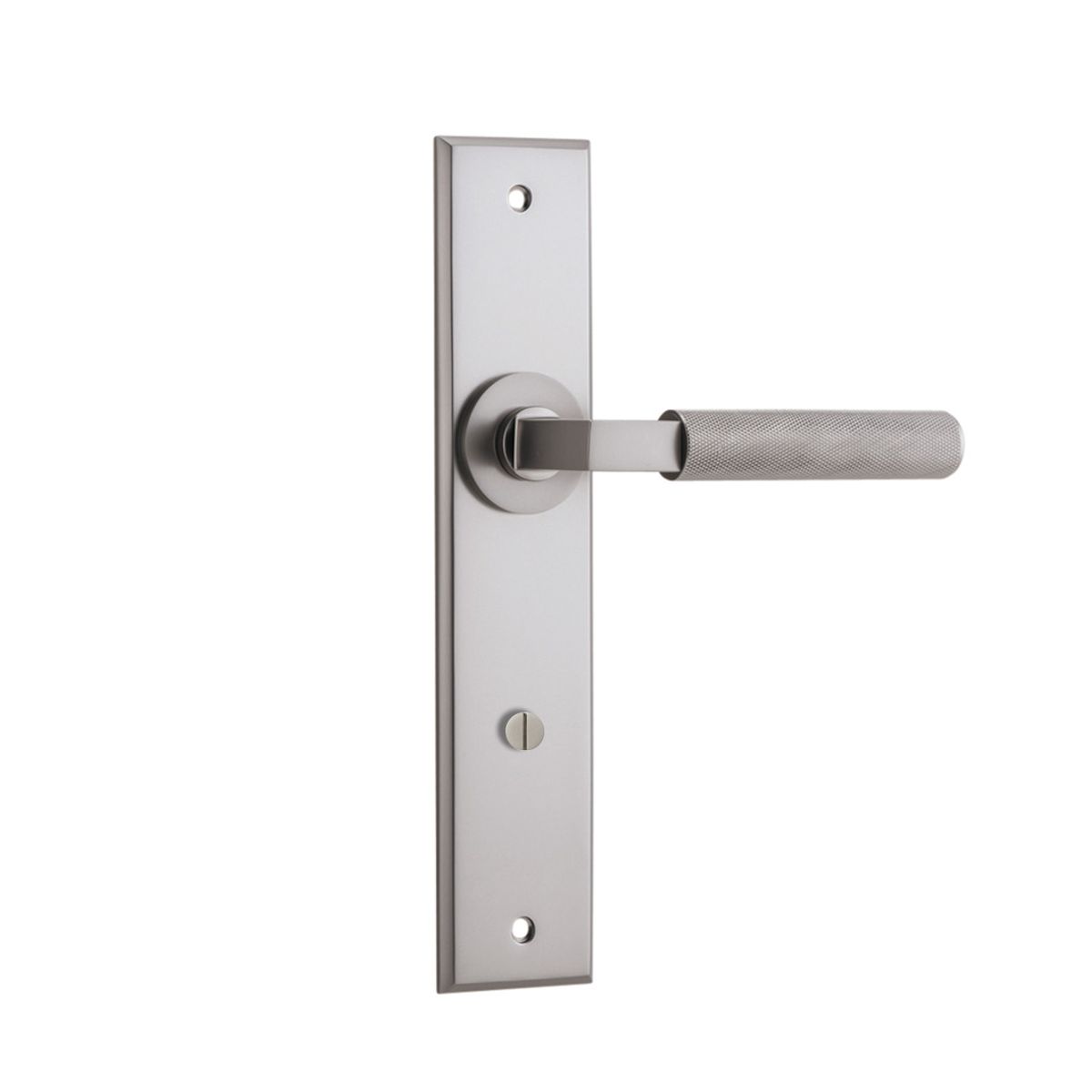 14796P85 - Brunswick Lever - Chamfered Backplate - Satin Nickel - Privacy