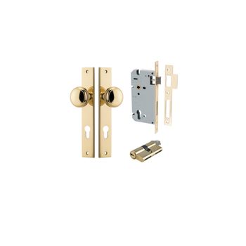 Paddington Knob - Rectangular Backplate Entrance Kit with High Security Lock
