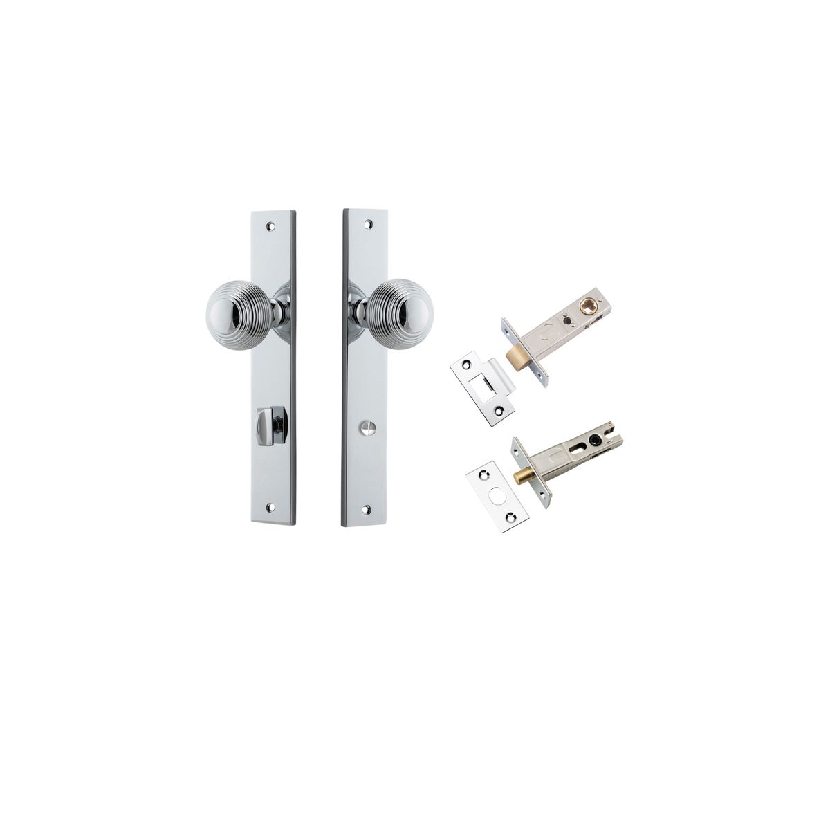11824KPRIV60 - Guildford Knob - Rectangular Backplate Privacy Kit with Privacy Turn - Polished Chrome - Privacy
