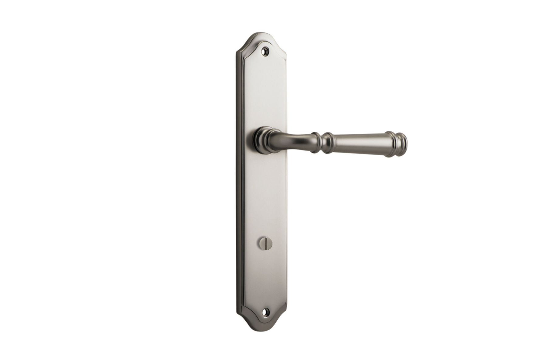 14718P85 - Verona Lever - Shouldered Backplate - Satin Nickel - Privacy