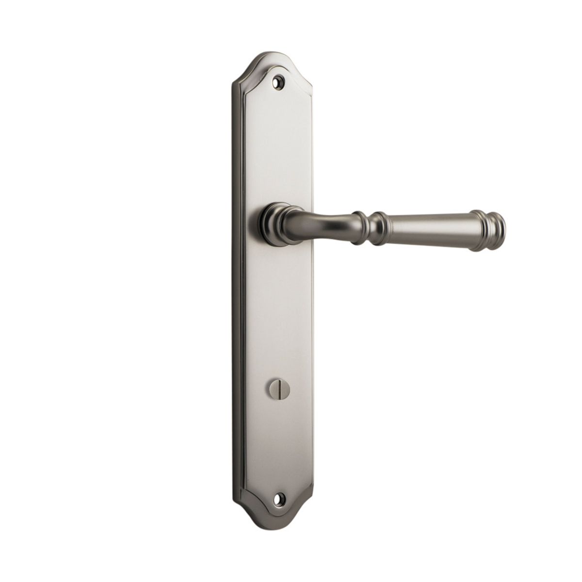 14718P85 - Verona Lever - Shouldered Backplate - Satin Nickel - Privacy