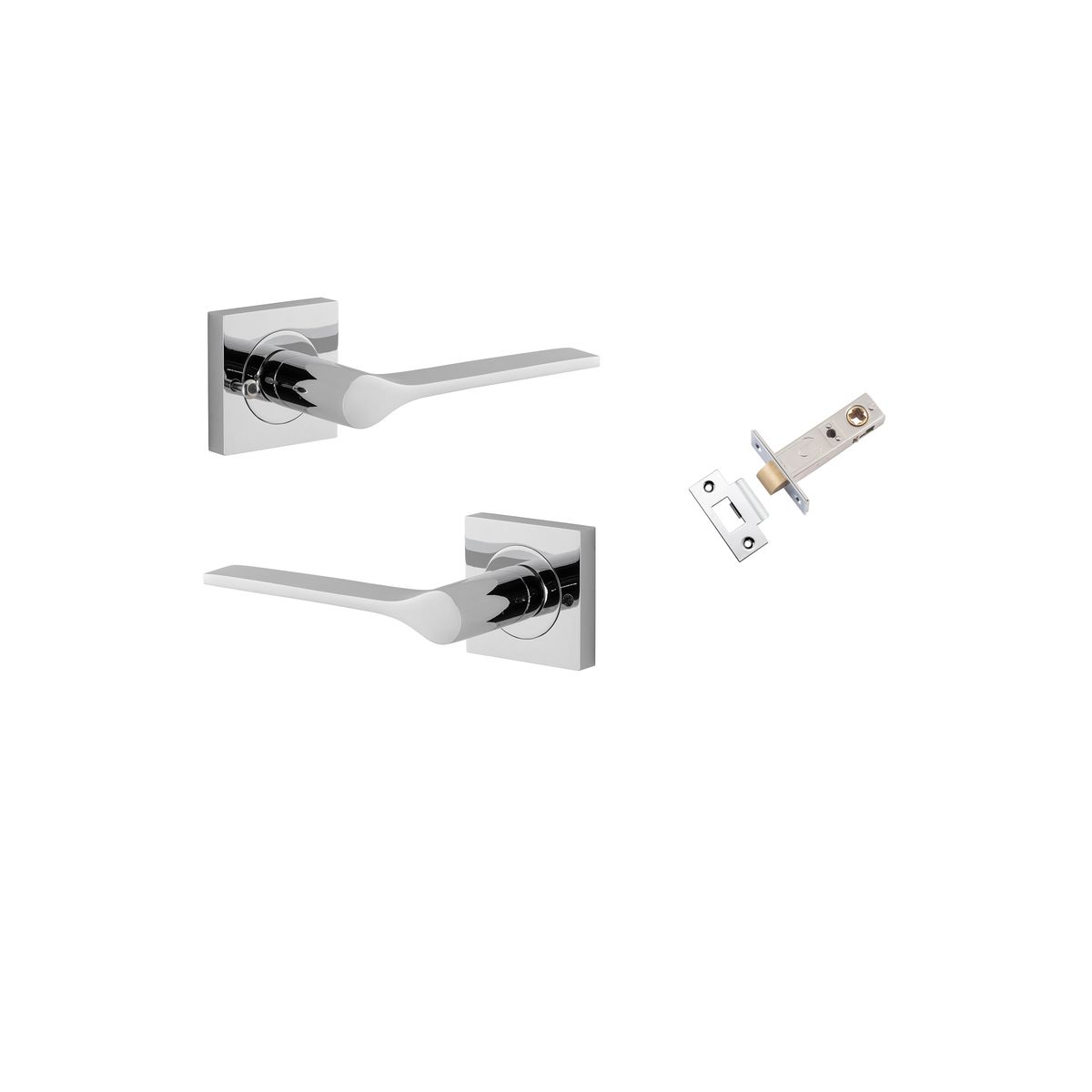 0434KIBPRIV60 - Como Lever - Square Rose Privacy Kit (Inbuilt Privacy) - Polished Chrome - Privacy