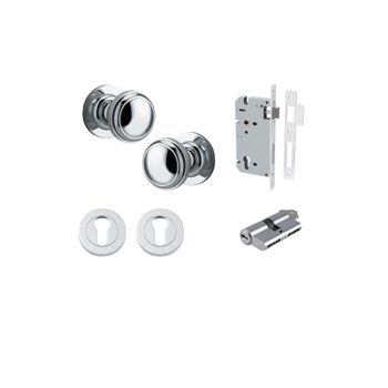 Paddington Knob - Round Rose Entrance Kit with Separate High Security Lock