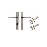 13872KPRIV60 - Copenhagen Lever - Rectangular Backplate Privacy Kit with Privacy Turn - Distressed Nickel - Privacy