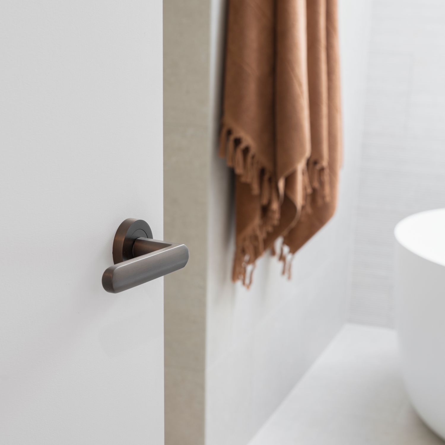 20776KPRIV60 - Osaka Lever - Round Rose Privacy Kit with Separate Privacy Turn - Brushed Brass - Privacy