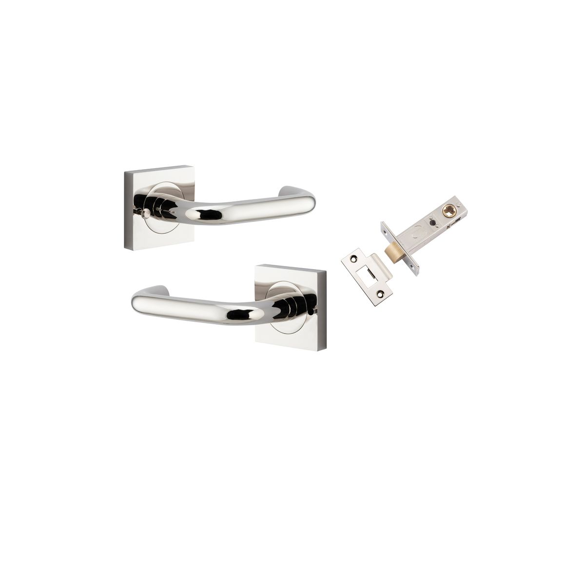 20368KIBPRIV60 - Oslo Lever - Square Rose (Inbuilt Privacy) - Polished Nickel - Privacy