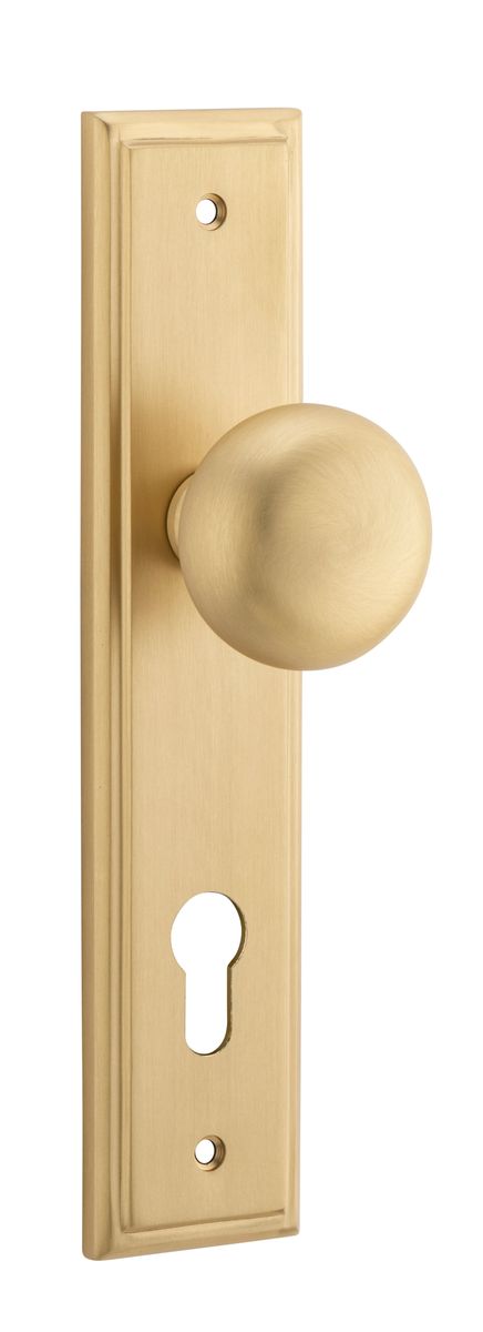 15340E85 - Cambridge Knob - Stepped Backplate - Brushed Brass - Entrance