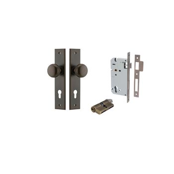 Cambridge Knob - Chamfered Backplate Entrance Kit with High Security Lock