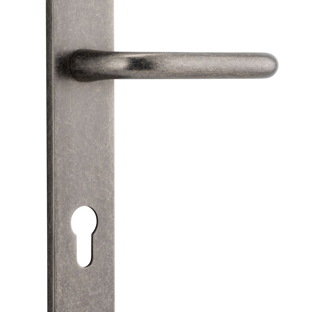 13846E85 - Oslo Lever - Oval Backplate - Distressed Nickel - Entrance
