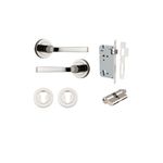 0328KENTR60KK - Annecy Lever - Round Rose Entrance Kit with Separate High Security Lock - Polished Nickel - Entrance
