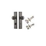 13842KPRIV60 - Guildford Knob - Stepped Backplate Privacy Kit with Privacy Turn - Distressed Nickel - Privacy