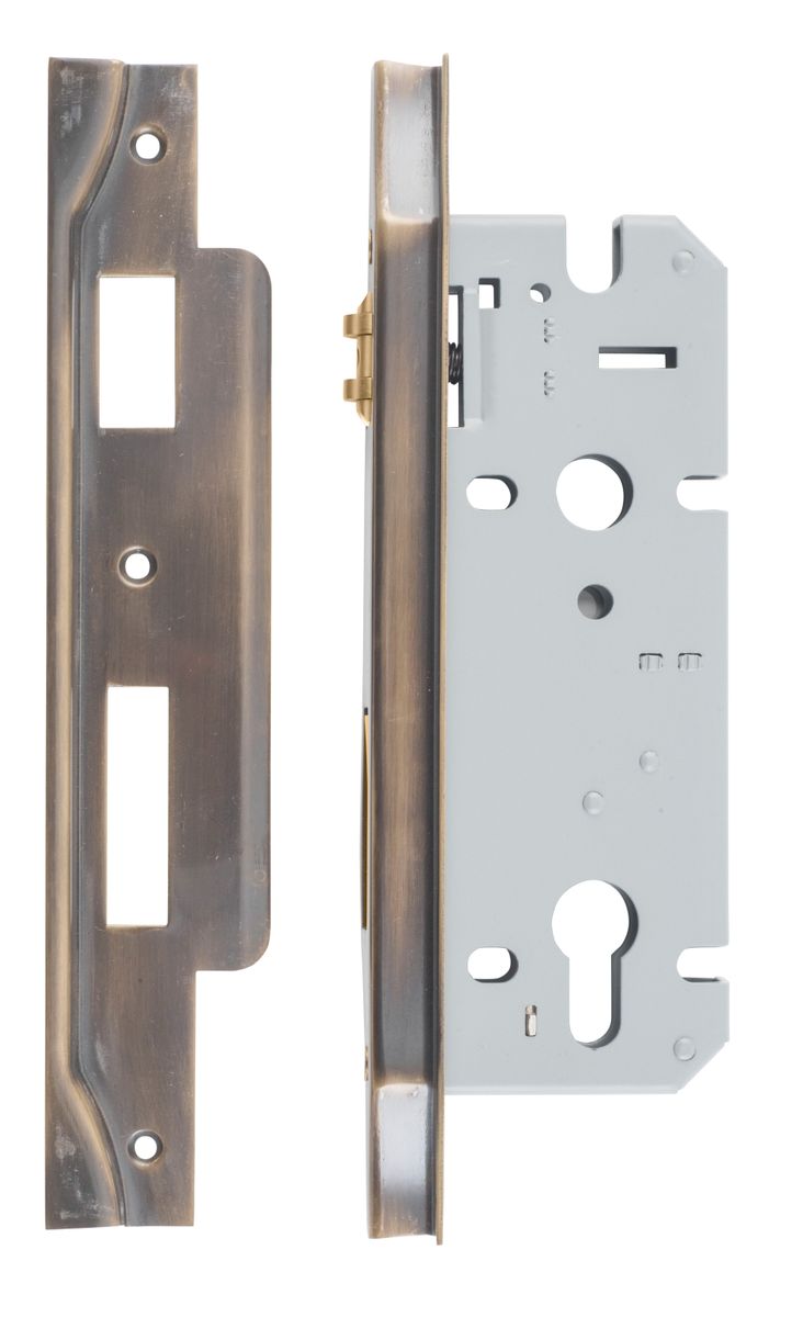 6040 - Rebated 85mm Euro Roller Mortice Locks - 45mm Backset - Signature Brass