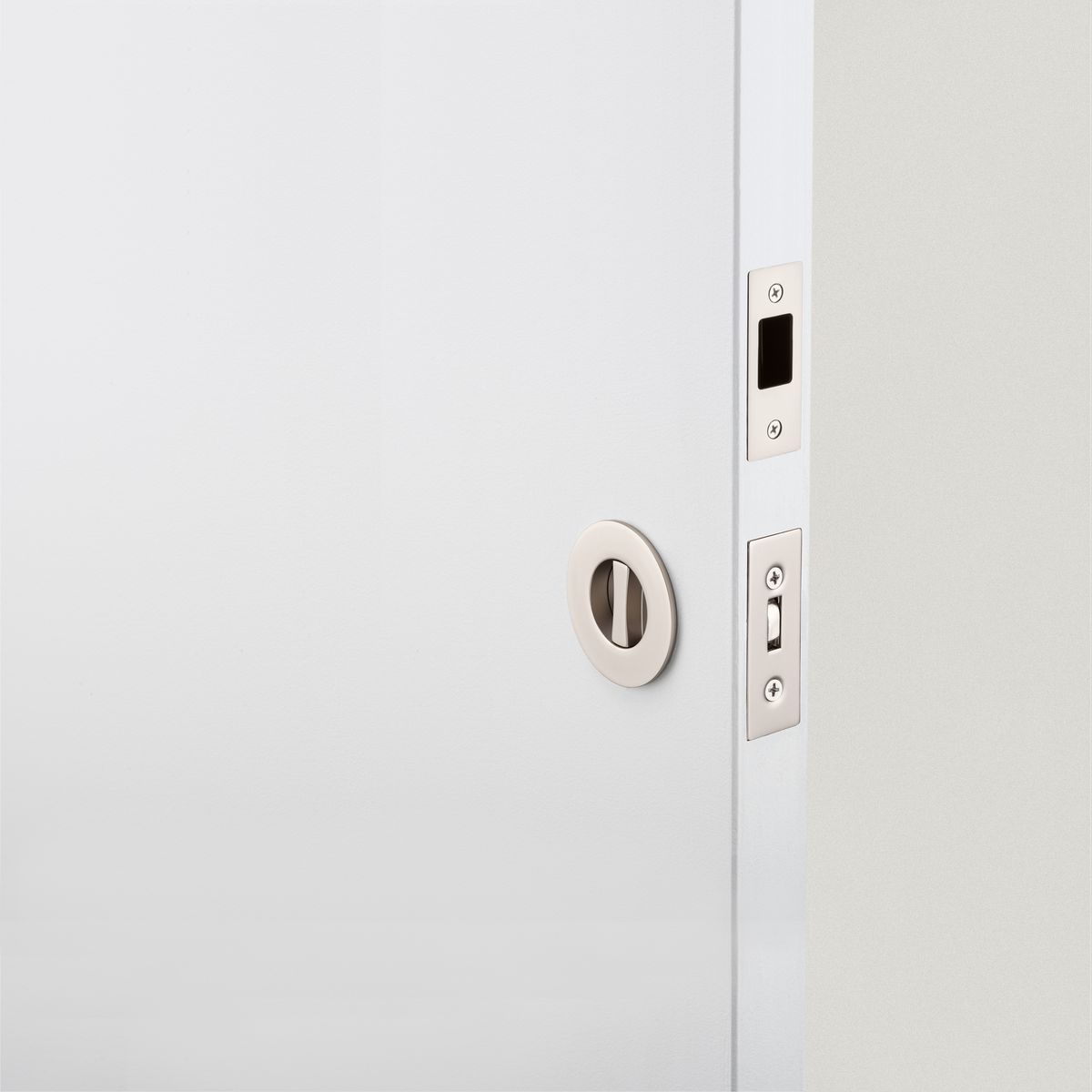 21439 - Round Sliding Door Pull Privacy Kit with Inbuilt Privacy Turn - Satin Nickel - Privacy
