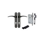 12728KENTR60KT - Oxford Lever - Oval Backplate Entrance Kit with High Security Lock - Matt Black - Entrance
