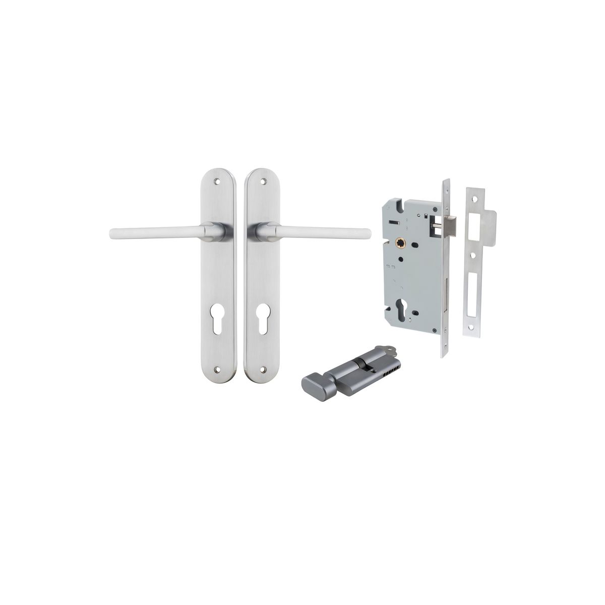 12226KENTR60KT - Baltimore Lever - Oval Backplate Entrance Kit with High Security Lock - Brushed Chrome - Entrance