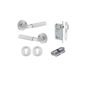 Brunswick Lever - Round Rose Entrance Kit with High Security Lock