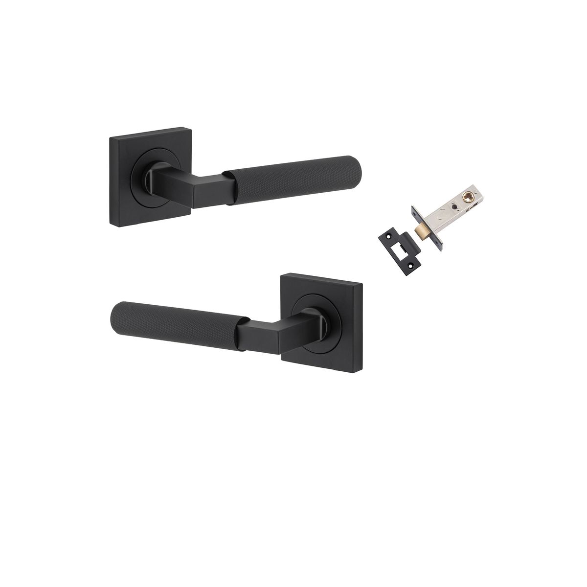 0423KPASS60 - Brunswick Lever - Square Rose Passage Kit - Matt Black - Passage
