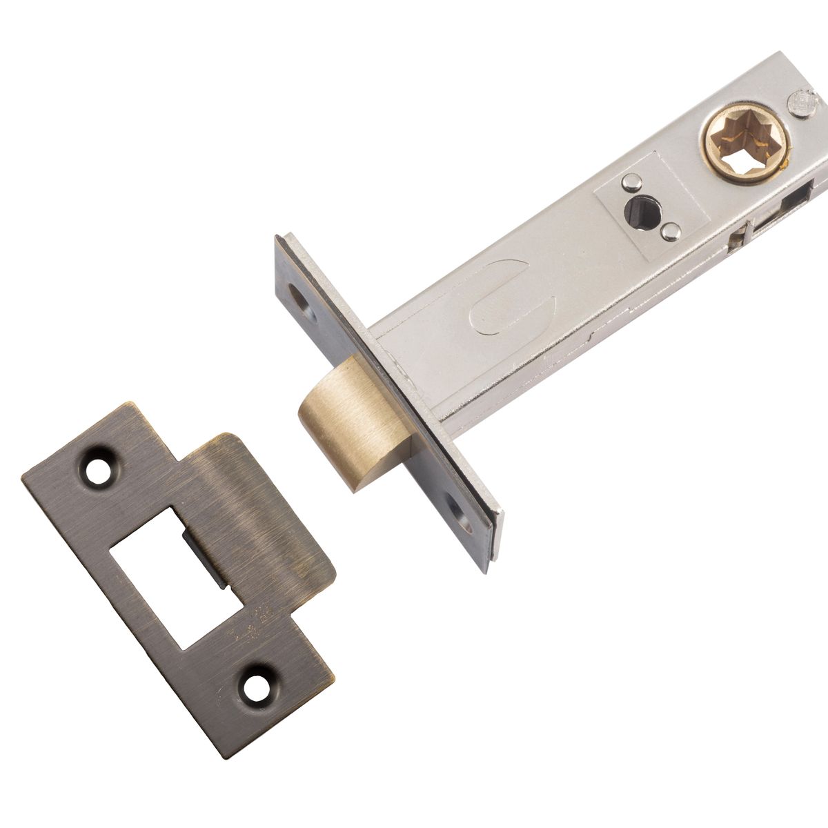 21485 - Hard Sprung Split Cam Tube Latch - 70mm Backset - Signature Brass