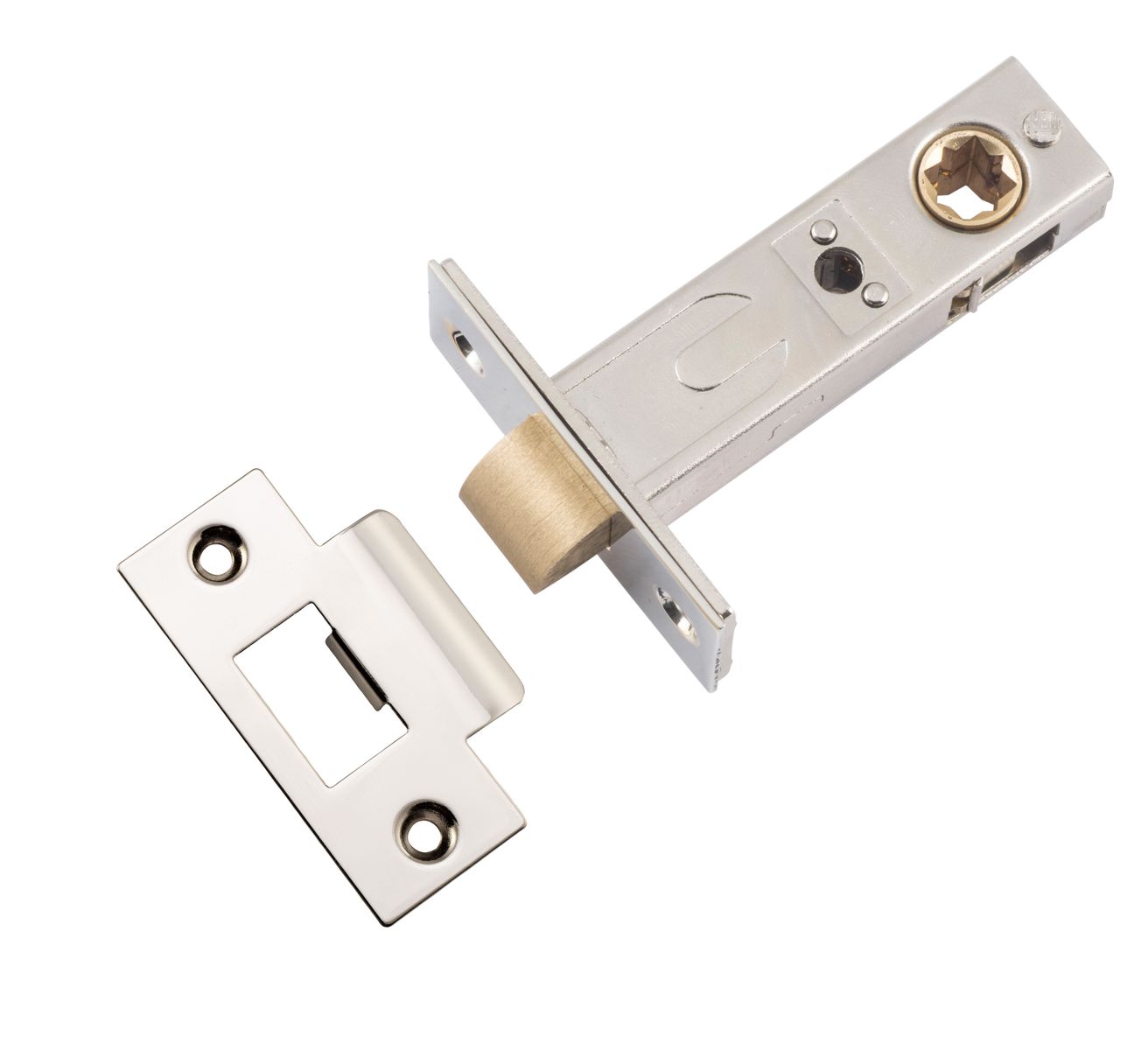 21505 - Hard Sprung Split Cam Tube Latch - 60mm Backset - Polished Nickel