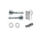 0315KENTR60KT - Verona Lever - Round Rose Entrance Kit with Separate High Security Lock - Brushed Chrome - Entrance