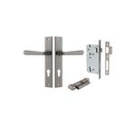 13872KENTR60KT - Copenhagen Lever - Rectangular Backplate Entrance Kit with High Security Lock - Distressed Nickel - Entrance