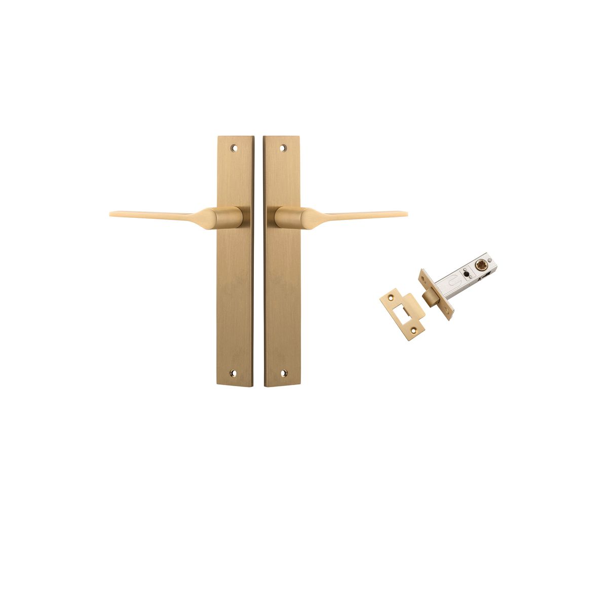 15254KPASS60 - Como Lever - Rectangular Backplate Passage Kit - Brushed Brass - Passage