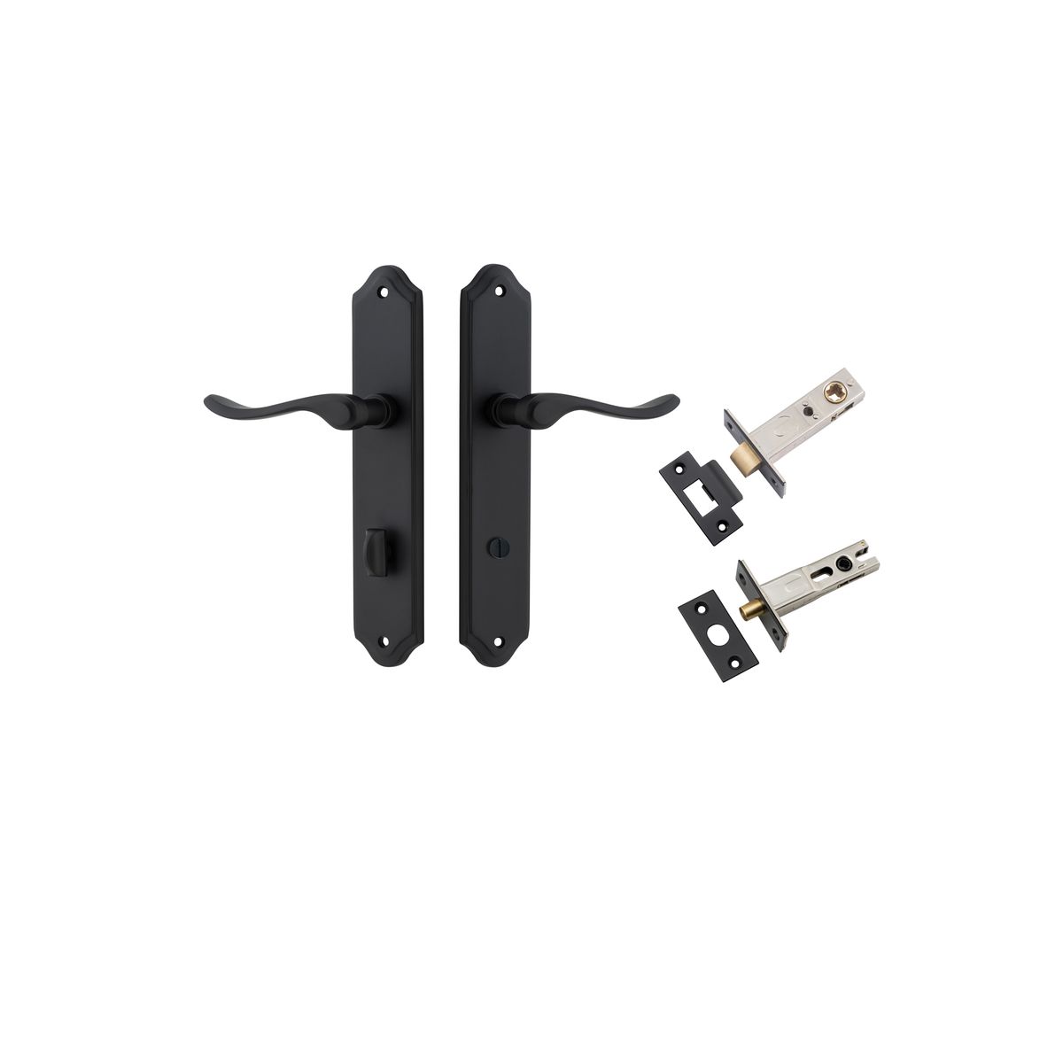12922KPRIV60 - Stirling Lever - Shouldered Backplate Privacy Kit with Privacy Turn - Matt Black - Privacy