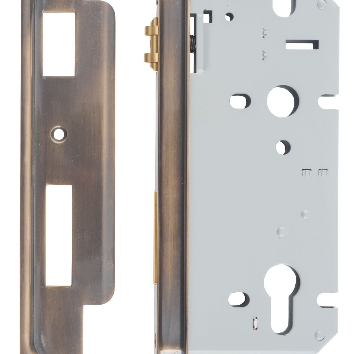 6041 - Rebated 85mm Euro Roller Mortice Locks - 60mm Backset - Signature Brass