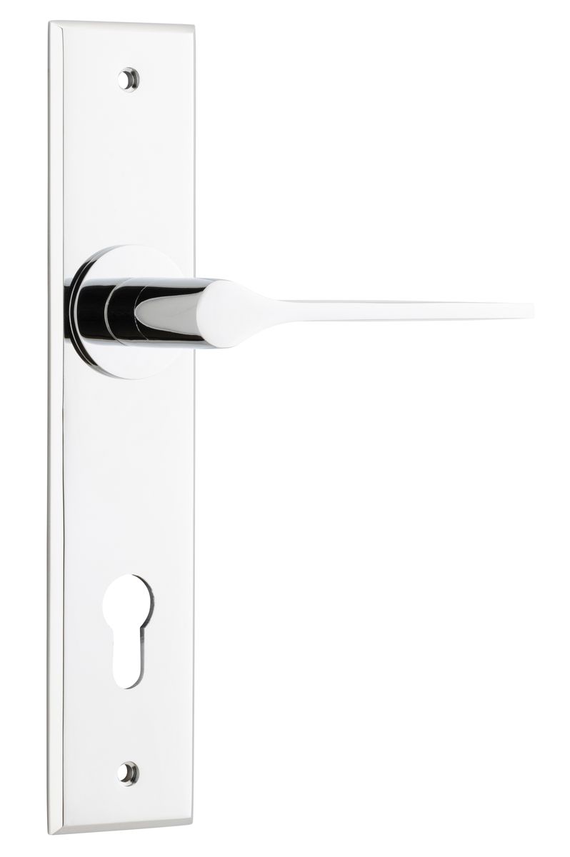 11758E85 - Como Lever - Chamfered Backplate - Polished Chrome - Entrance