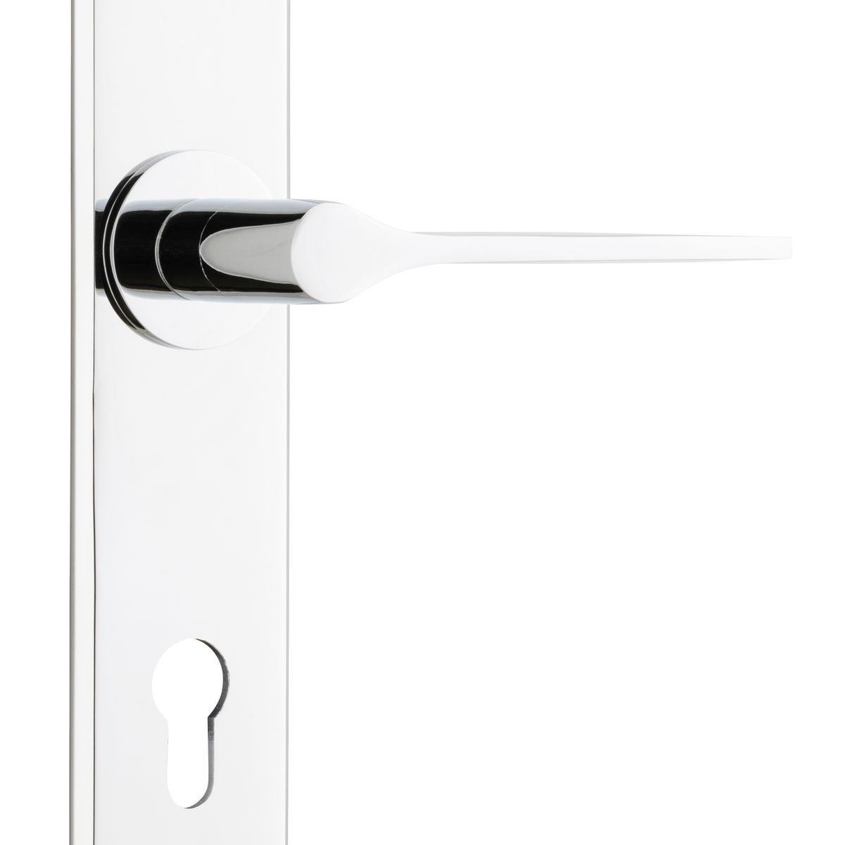 11758E85 - Como Lever - Chamfered Backplate - Polished Chrome - Entrance