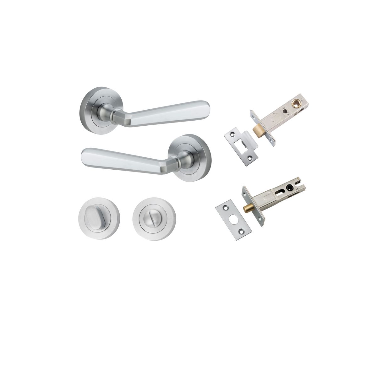 20805KPRIV60 - Copenhagen Lever - Round Rose Privacy Kit with Separate Privacy Turn - Brushed Chrome - Privacy