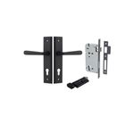 12878KENTR60KT - Copenhagen Lever - Stepped Backplate Entrance Kit with High Security Lock - Matt Black - Entrance