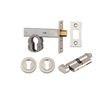 Euro Mortice Deadbolt Kit - 60mm Backset with Round Euro Escutcheon Key/Thumb