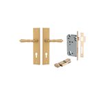 15736KENTR60KT - Sarlat Lever - Stepped Backplate Entrance Kit with High Security Lock - Brushed Brass - Entrance