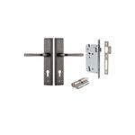 13744KENTR60KK - Annecy Lever - Stepped Backplate Entrance Kit with High Security Lock - Distressed Nickel - Entrance