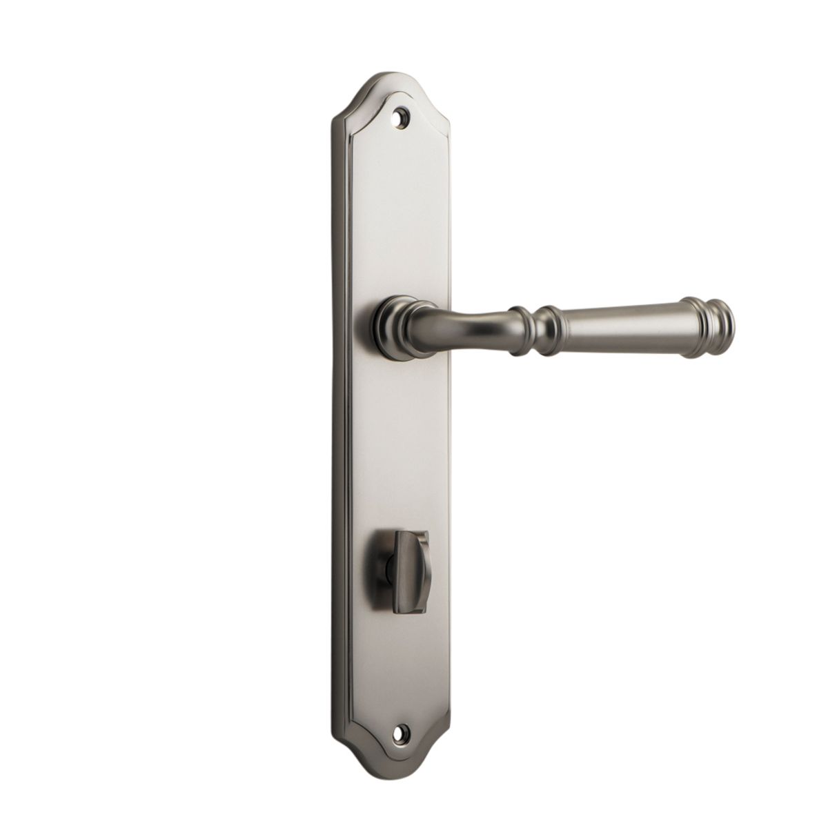 14718P85 - Verona Lever - Shouldered Backplate - Satin Nickel - Privacy