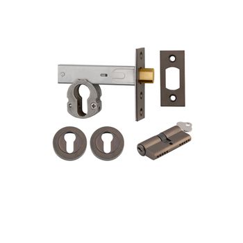 Euro Mortice Deadbolt Kit - 60mm Backset with Round Euro Escutcheon Key/Key