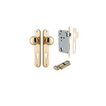 Cambridge Knob - Oval Backplate Entrance Kit with High Security Lock