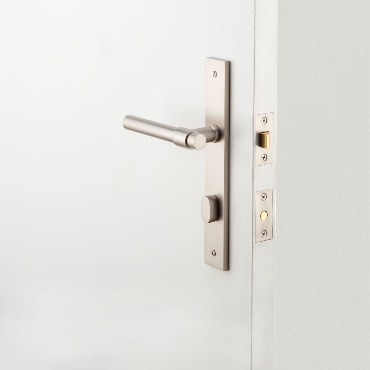 14896KPRIV60 - Helsinki Lever - Rectangular Backplate Privacy Kit with Privacy Turn - Satin Nickel - Privacy