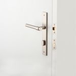 14896KPRIV60 - Helsinki Lever - Rectangular Backplate Privacy Kit with Privacy Turn - Satin Nickel - Privacy