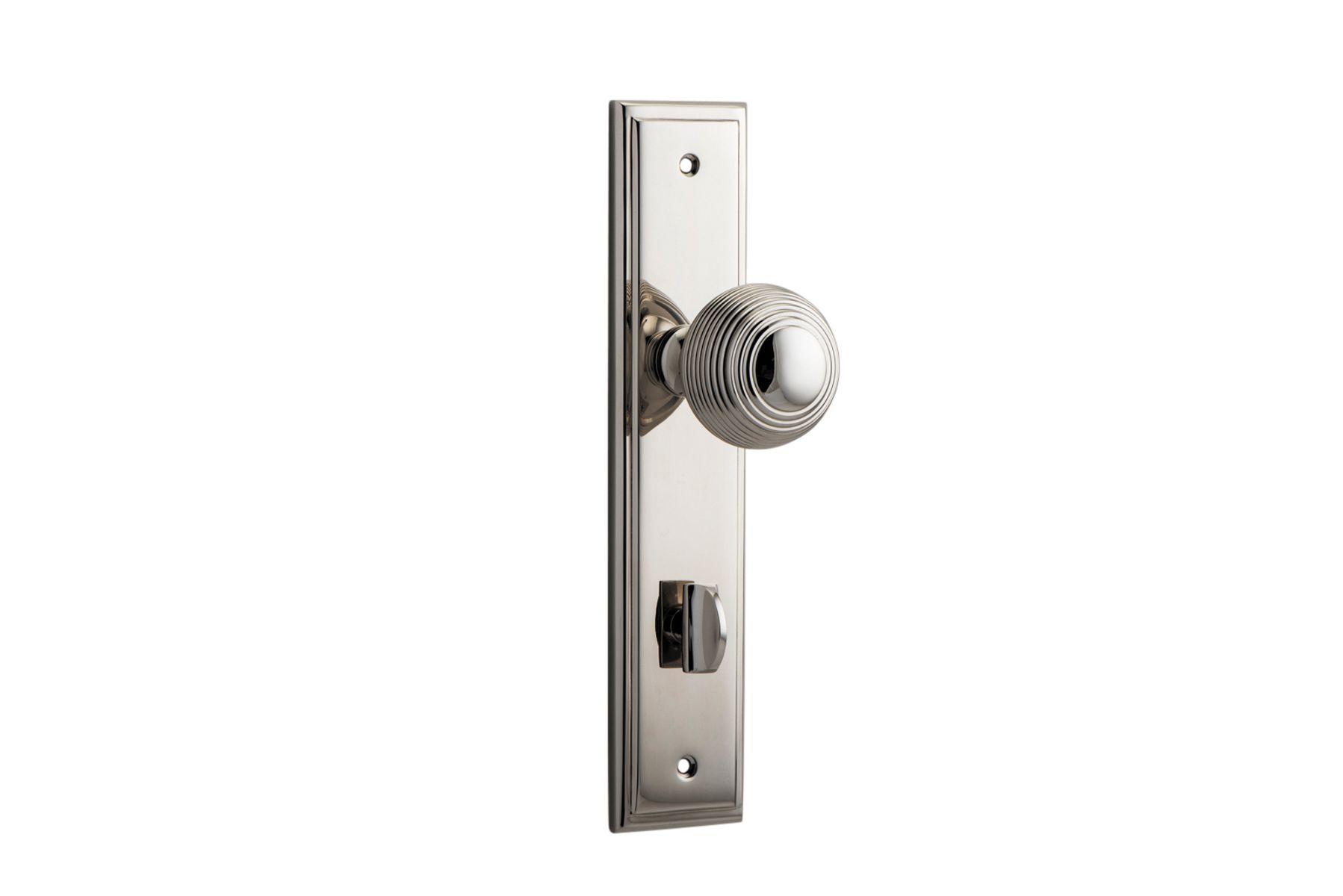 14342P85 - Guildford Knob - Stepped Backplate - Polished Nickel - Privacy