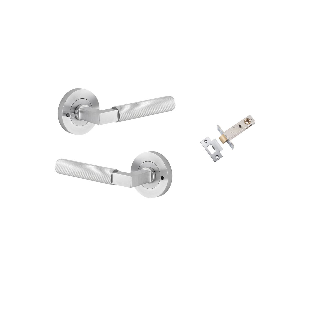 0355KIBPRIV60 - Brunswick Lever - Round Rose Privacy Kit (Inbuilt Privacy) - Brushed Chrome - Privacy