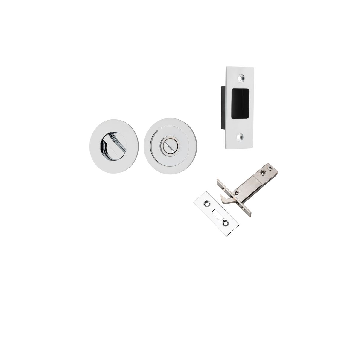 21434 - Round Sliding Door Pull Privacy Kit with Inbuilt Privacy Turn - Polished Chrome - Privacy