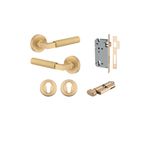 0453KENTR60KT - Berlin Lever - Round Rose Entrance Kit with High Security Lock - Brushed Brass - Entrance