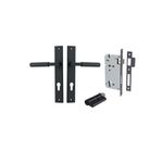 12752KENTR60KK - Brunswick Lever - Rectangular Backplate Entrance Kit with High Security Lock - Matt Black - Entrance