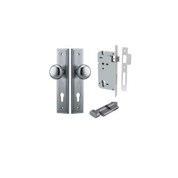 Cambridge Knob - Stepped Backplate Entrance Kit with High Security Lock