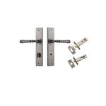 13786KPRIV60 - Verona Lever - Chamfered  Backplate Privacy Kit with Privacy Turn - Distressed Nickel - Privacy
