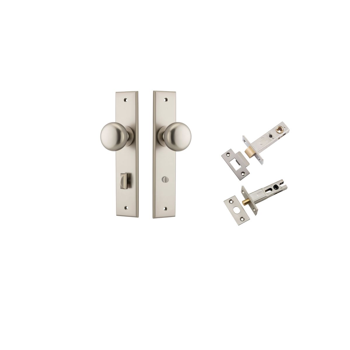 14946KPRIV60 - Cambridge Knob - Chamfered Backplate Privacy Kit with Privacy Turn - Satin Nickel - Privacy